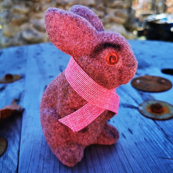 Vintage Flocked Bunny Rabbit Coin Bank - Picture 6 of 13